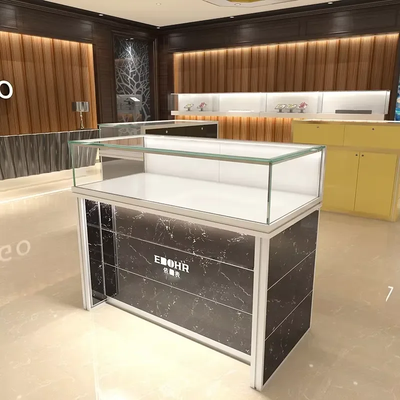 LED Light Lockable Glass showcase Jewelry Display Cabinets museum Souvenir Display case