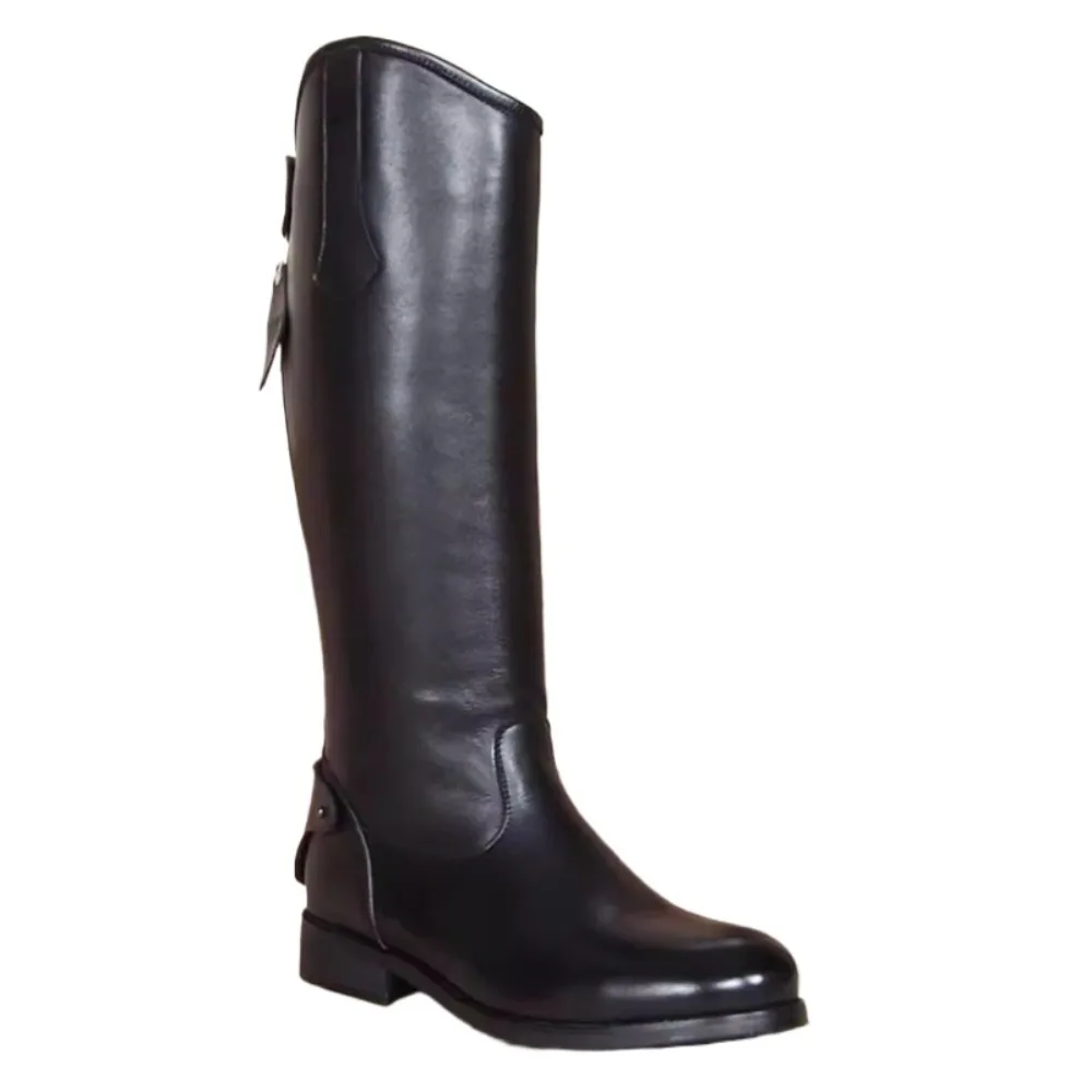 Fashion Men's Genuine Leather Honor Guard Riding Boots Equestrian Boots Western Long Knee-high Engineer Boots back zipper view 6