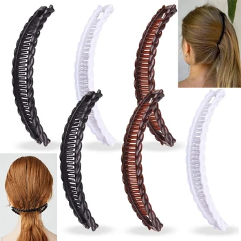 Vintage Banaan Haarclips Voor Vrouwen Wave Kammen Haarspeld Braide Haarstijl Tools Effen Kleur Mode Praktische Haaraccessoires