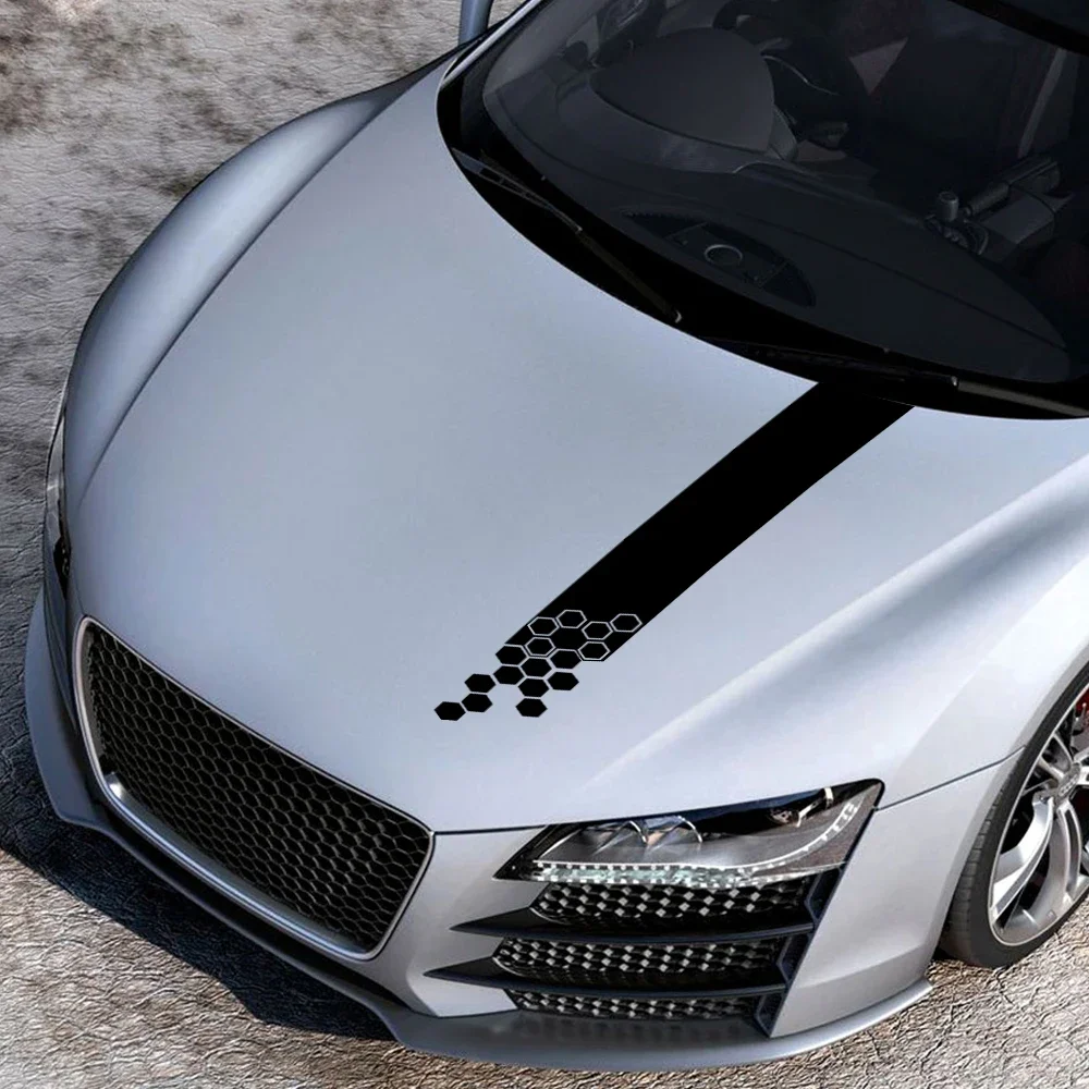 Racing Style Honeycomb Car Sticker Vinyl Decal For Volvo Skoda Smart Seat Auto Hood Bonnet  Racing Style Vinyl Decal Accessories