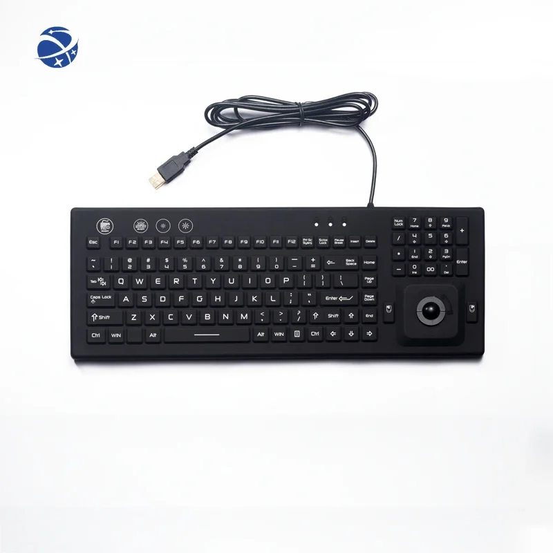 Outdoor IP67 Waterproof Medical Backlight Silicone Keyboards With Integrated Trackball Mouse