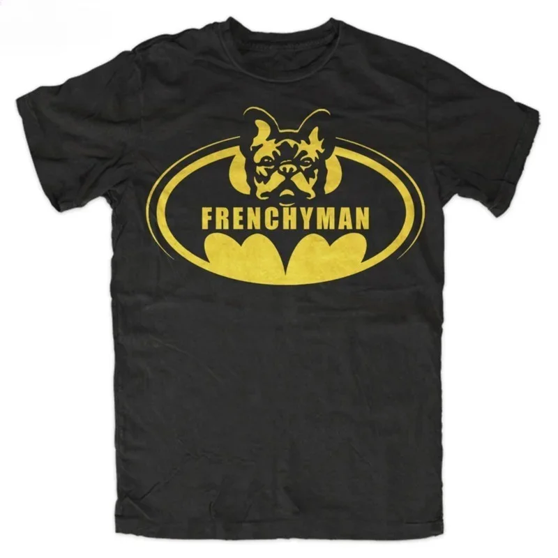 Frenchy Mann T-Shirt Hund, Hund, Spaß, Fledermaus, Gotham, Gerechtigkeit, Bulldogge, Kult,Logo Baumwolle O-Ausschnitt T-Shirt Sommer pl Tops sbz198