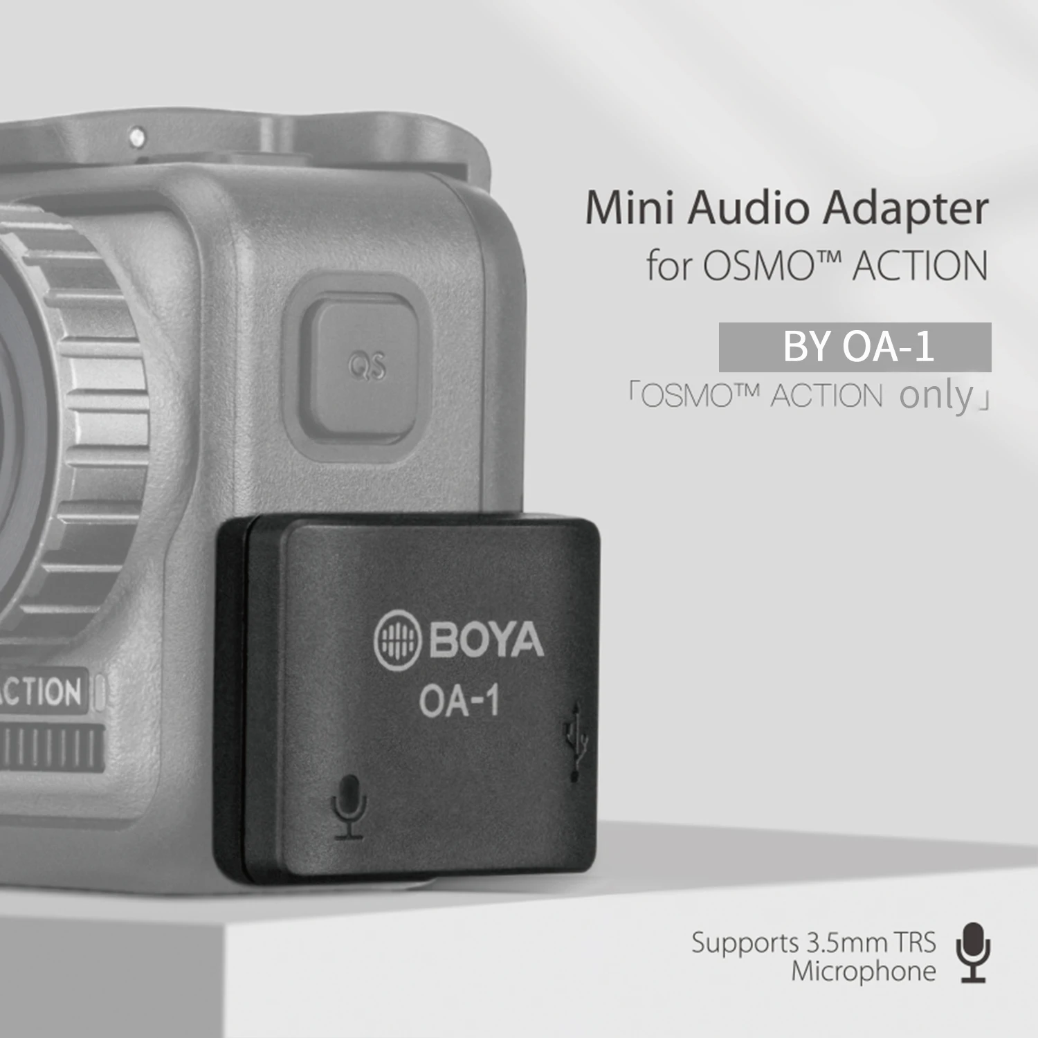 BOYA OA-1 Mini Microphone Audio Adapter Type-C Port Charging Data Transmission for OSMO™ Action I Supports 3.5mm TRS Microphone