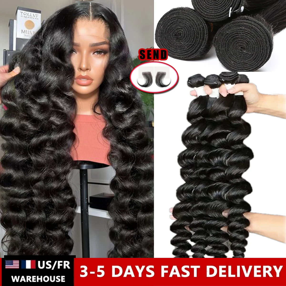 

16A Свободные волнистые пучки человеческих волос 36-дюймовый натуральный черный парик 4/5 толстые пучки необработанных необработанных бразильских волос для наращивания волос для женщин