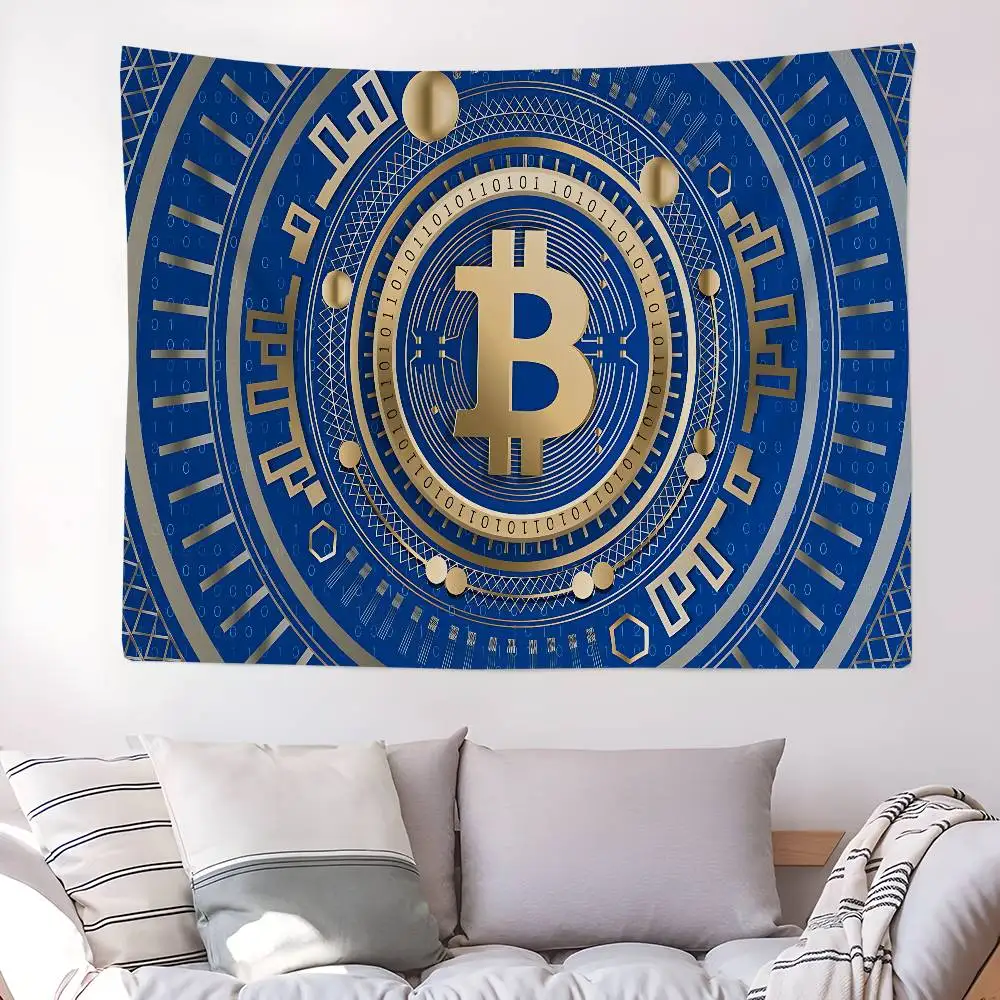 Popular Logo Bitcoin Hippie Wall Hanging Tapestries for Living Room Home Dorm Decor Art Home Decor