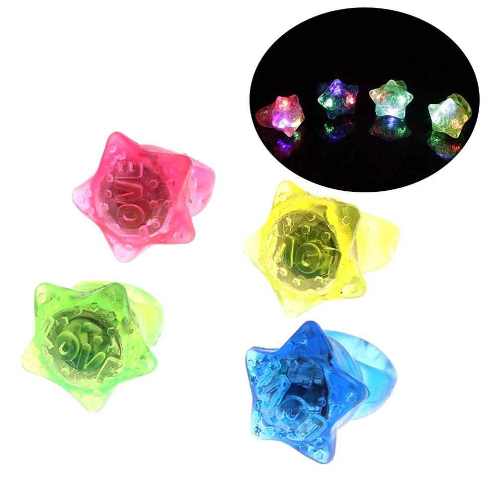 

20pcs LED Ring Flashing Pentagram Shape Finger Lights Flashing Ornaments for Mixed Color