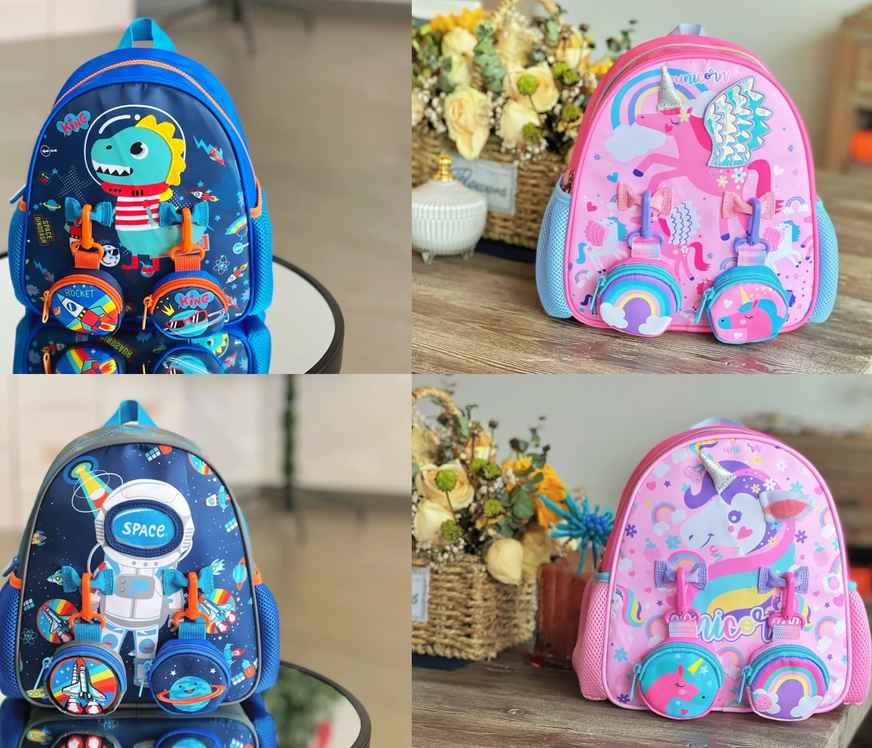 Cartoon Kleuterschool Baby Kinderen Schooltas, Dubbele Portemonnee Rugzak Kinderen Cadeau 3d Rugzak