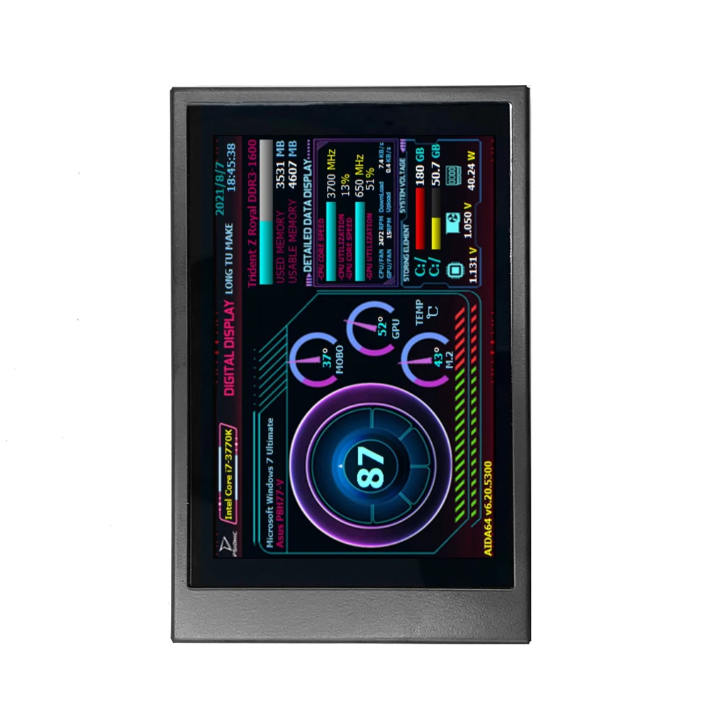 3.5 Inch IPS Display Screen Secondary Monitor Horizontal Vertical Screen Switching 360° Rotation  for Computers ITX PC Chassis