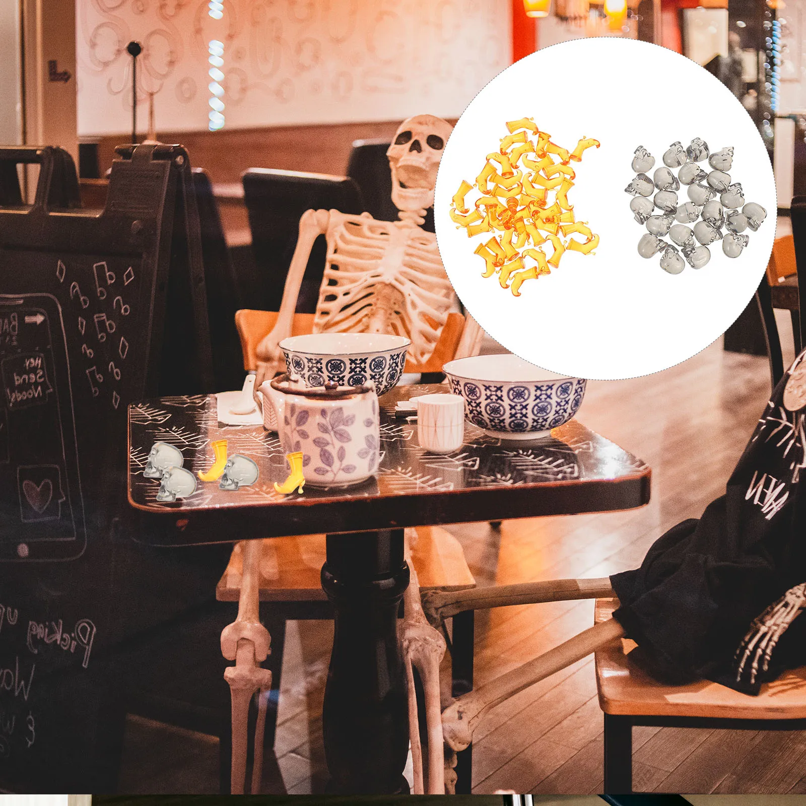 

1 set 1 Set Halloween Skull Head Decorations Plastic Acrylic Ghost Ornament Home Office Party Desktop Mini Boot Statues Festival