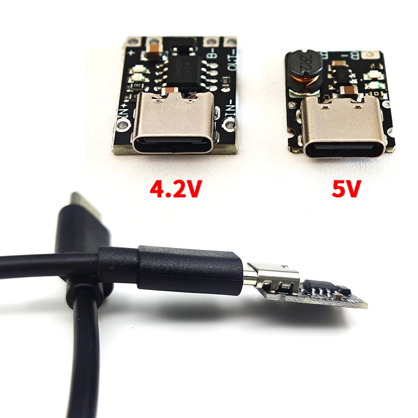 Bild 4: 1A Lithium-Batterie-Ladeplatinenmodul, Polymer-Batterie, Typ-C-Anschluss mit Schutz, 4,2V/5V USB-C-Boost-Power-Board, 1 Stück