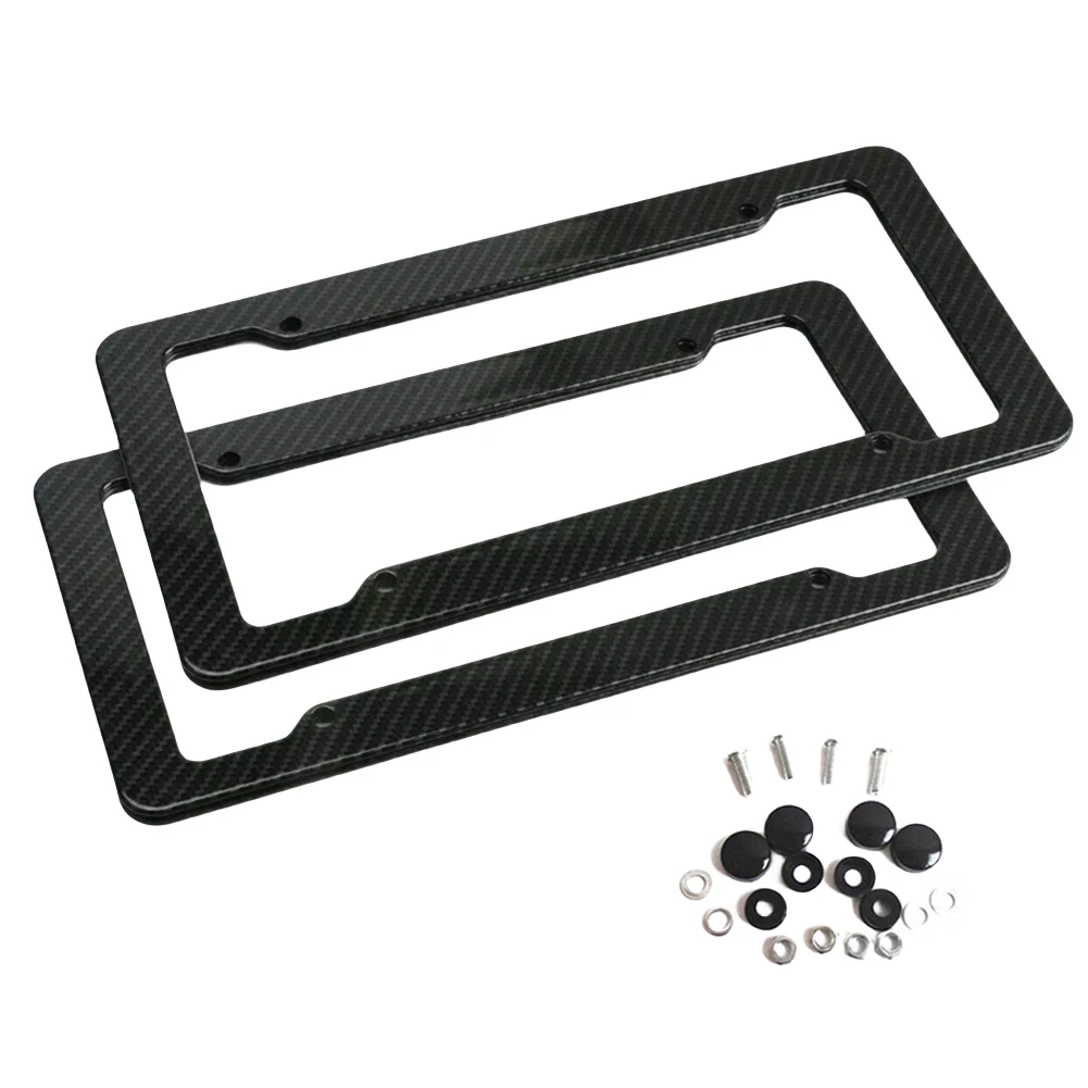 License Plate Cover Carbon Fiber Car License Plate Frame Holder Car License Plate Frame Label Universal Auto Parts