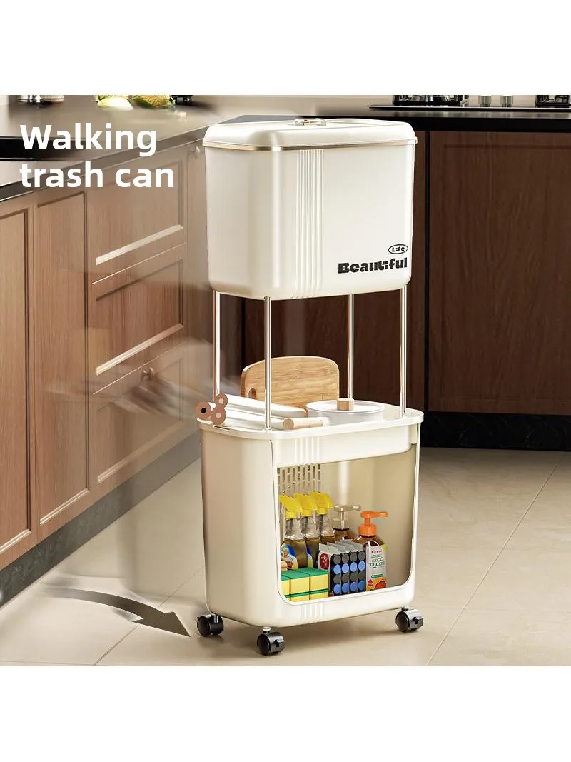 

Kitchen Tra Can Thiened Large Capaci Double Layer Wet And Dry Separation with Cover Odor Proof No Bending over Waste Ra