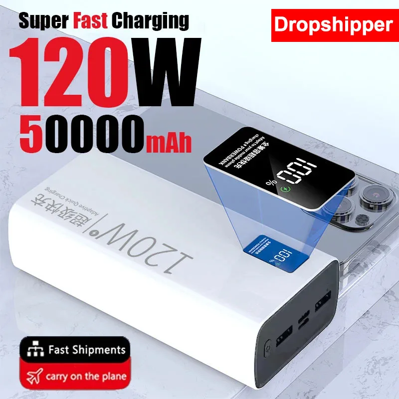 80000mAh Power Bank 120W High Capacity Fast Charging Powerbank Portable Battery Charger For iPhone Samsung Huawei Xiaomi