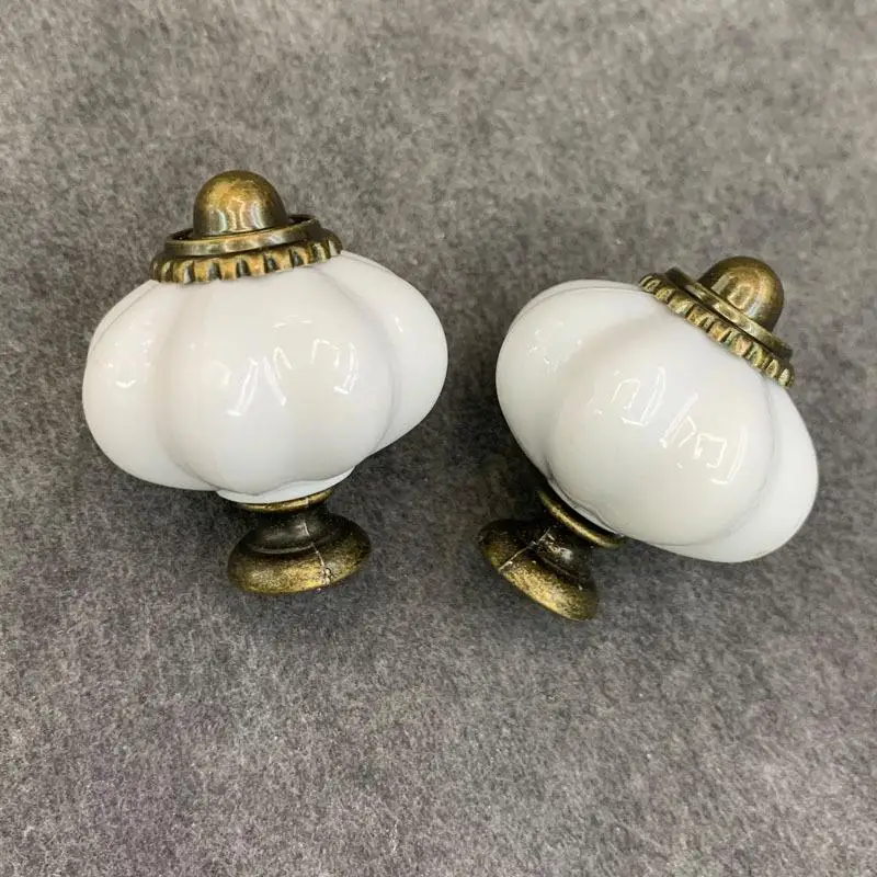 【BA】Simple Single Hole Acrylic Pumpkin Handle European Style Vintage Cabinet Knob Round Door Pull Handles Wine Cabinet
