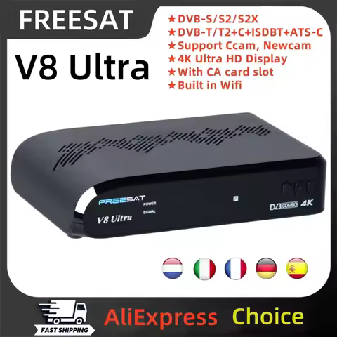 FREESAT V8 Ultra FunCam Version Satellite TV Receiver,DVB-S/S2/S2X,DVB-T2/T+C+ISDBT+ATS-C,CACard Slot,MARS/CCAM/Newcam 4K TV Box