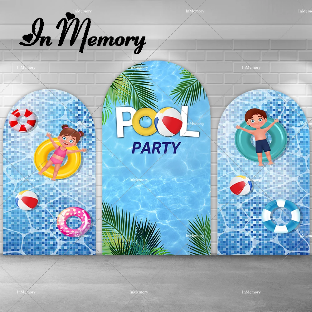 

Summer Swimming Pool Party Arch Backdrop Cover for Kids Birthday Party Decoration Photography Backgrounds Photocall