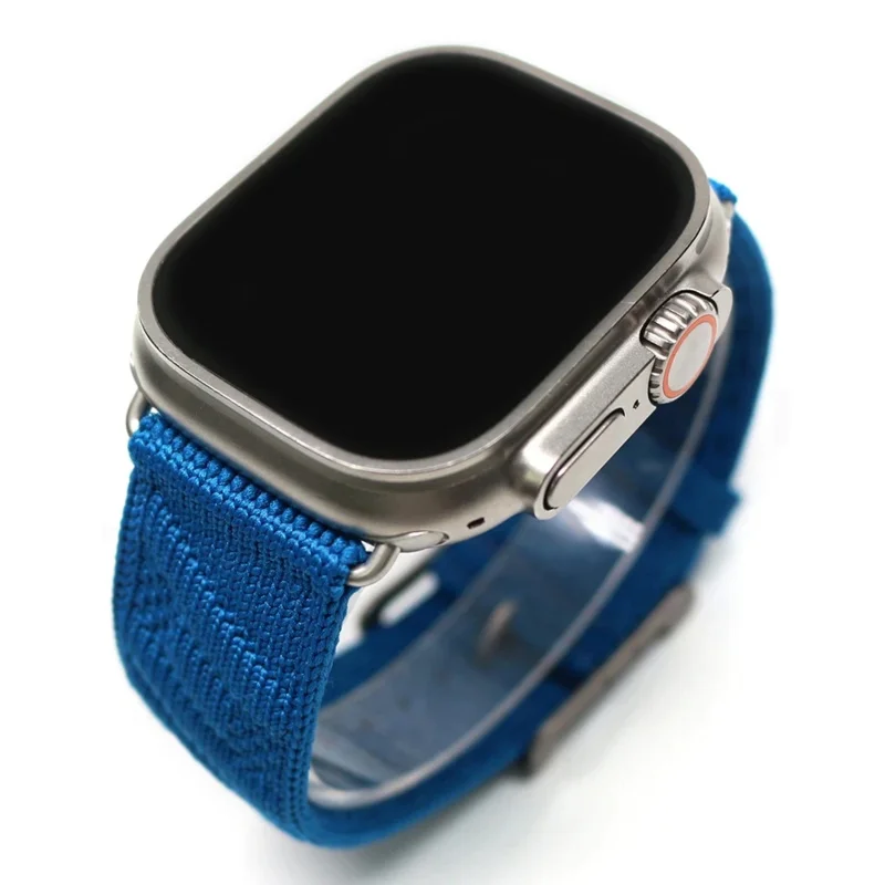 Apple Watch 용 스트랩 울트라 스포티 밴드 Blue Nuit 바다 파도 패턴 iWatch 용 폴리 아미드 맞춤형 버클 손목 밴드