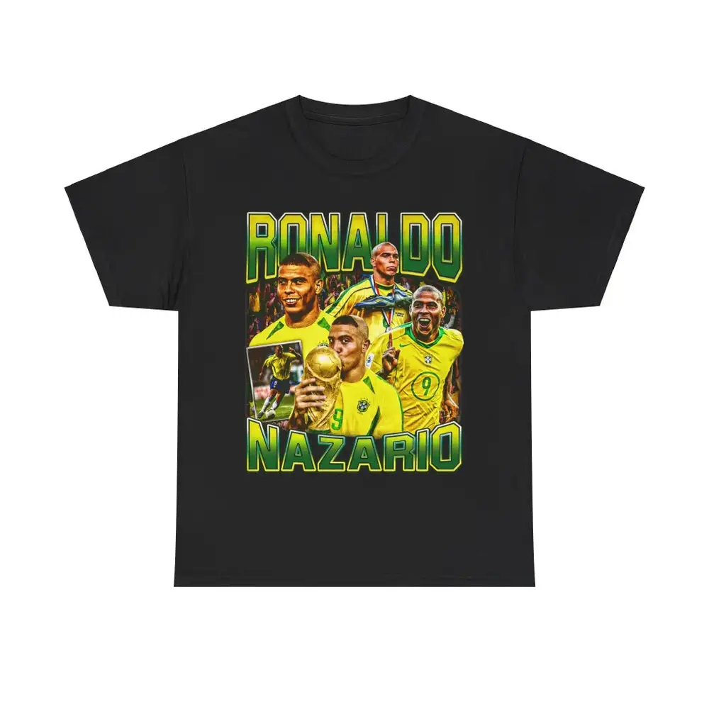 Retro Vintage 90s Graphic Ronaldo Nazario T-Shirt El Phenomenon Brazil Tee Soccer T-Shirt Bootleg Sport Tee Cotton Tee