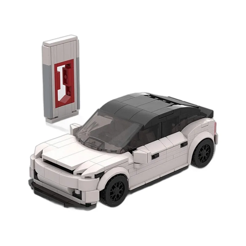 350pcs building block car Teslaed Model 3 charging pile toy compatible with LEGO small particle puzzle toy holiday gift