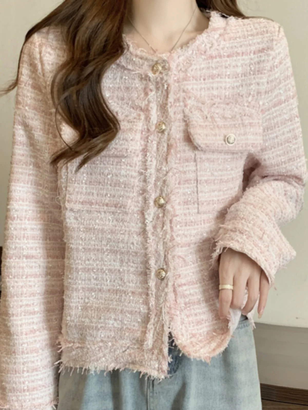 New Autumn Design Short Open Cardigan Women's Outerwear Long Sleeve Luxury Feel Fashionable Commute Style Loose Fit Coat