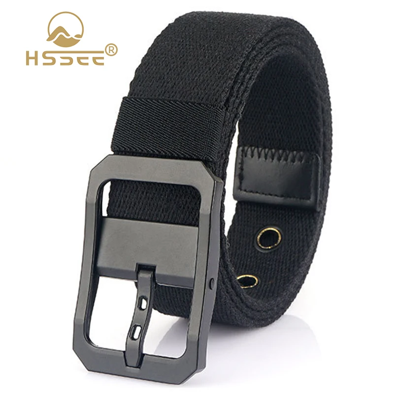 

HSSEE Fashion Reversible Belts for Men Matte Alloy Buckle Strong Canvas Belt Casual Jeans Waistband Soft Girdle Male Gift