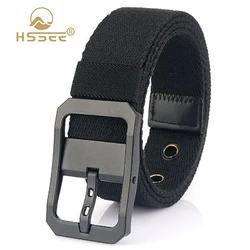 HSSEE Fashion Reversible Belts for Men Matte Alloy Buckle Strong Canvas Belt Casual Jeans Waistband Soft Girdle Male Gift
