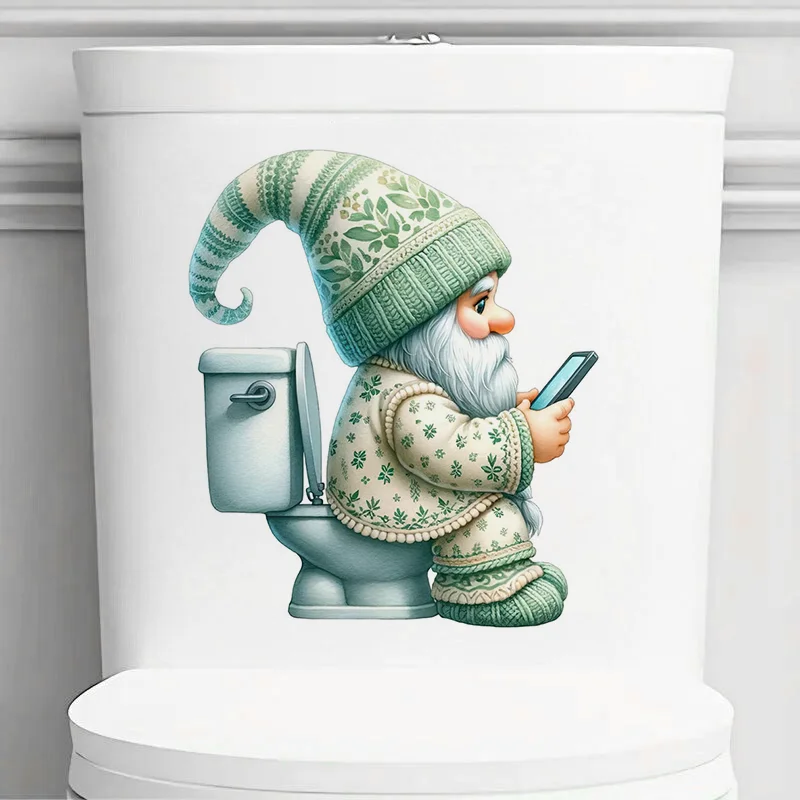 90655# Toilet Gnome Toilet Sticker, Durable Material, Perfect for Home Wall Decor, Aesthetic Room Decoration