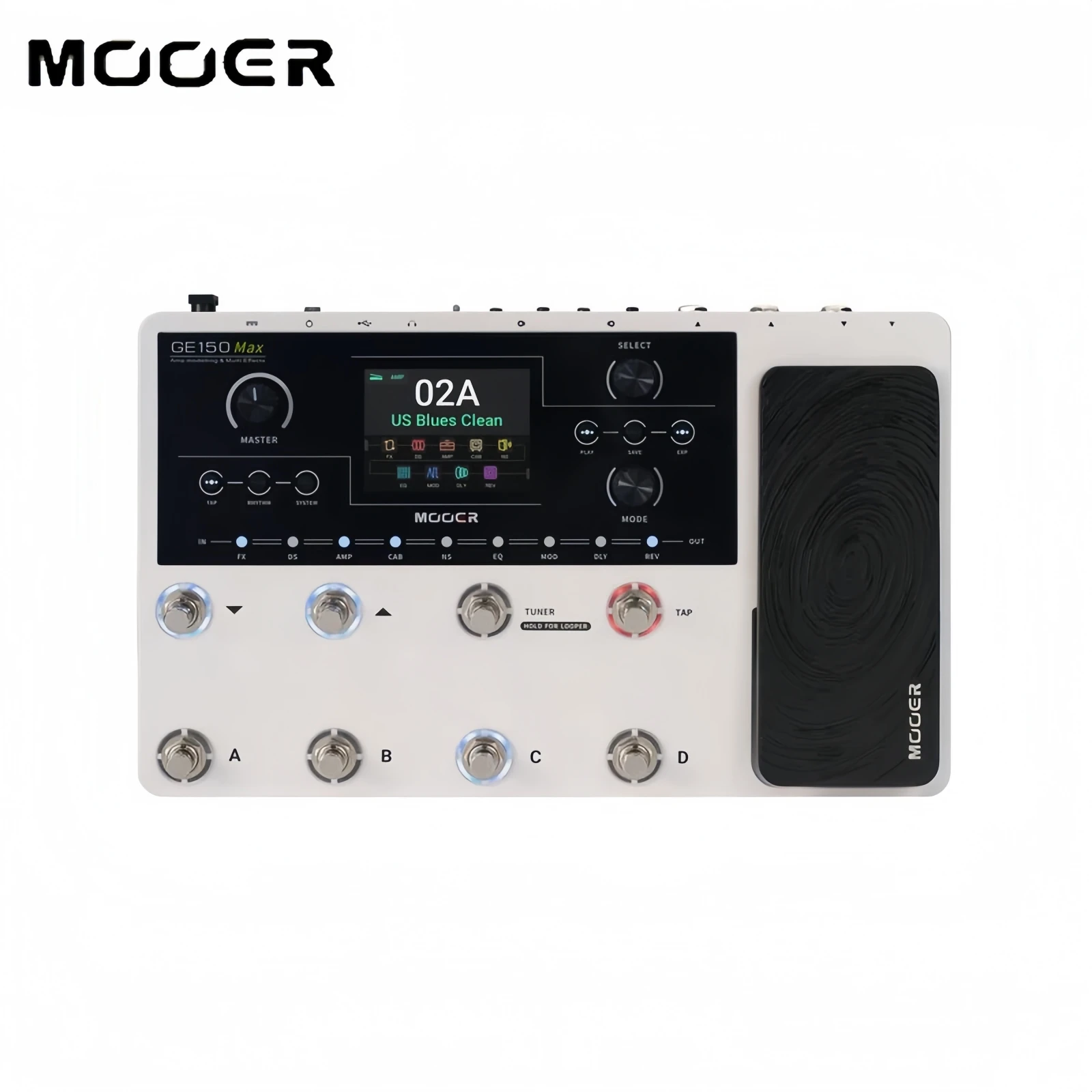MOOER GE150 MAX Guitar Multi Effects Processor 55 Amp Models 8 Footswitches 3.5