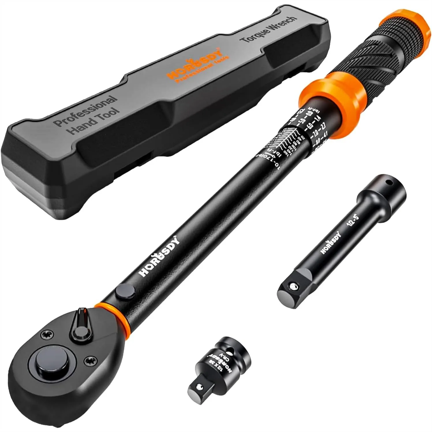 

1/2-Inch Drive Click Torque Wrench Set, 10-170 ft-lb Dual Scale with 72-Tooth Reversible Head for Car and Motorcycle Maintenance