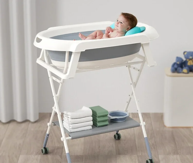 Baby bath basin foldable baby bath basin high bracket newborn nursing table