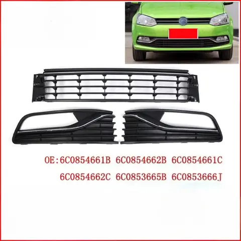 Front Bumper Fog Light Grille Cover For VW POLO 6R with Foglight 2014 2015 2016 2017 6C0854661B 6C0854662B