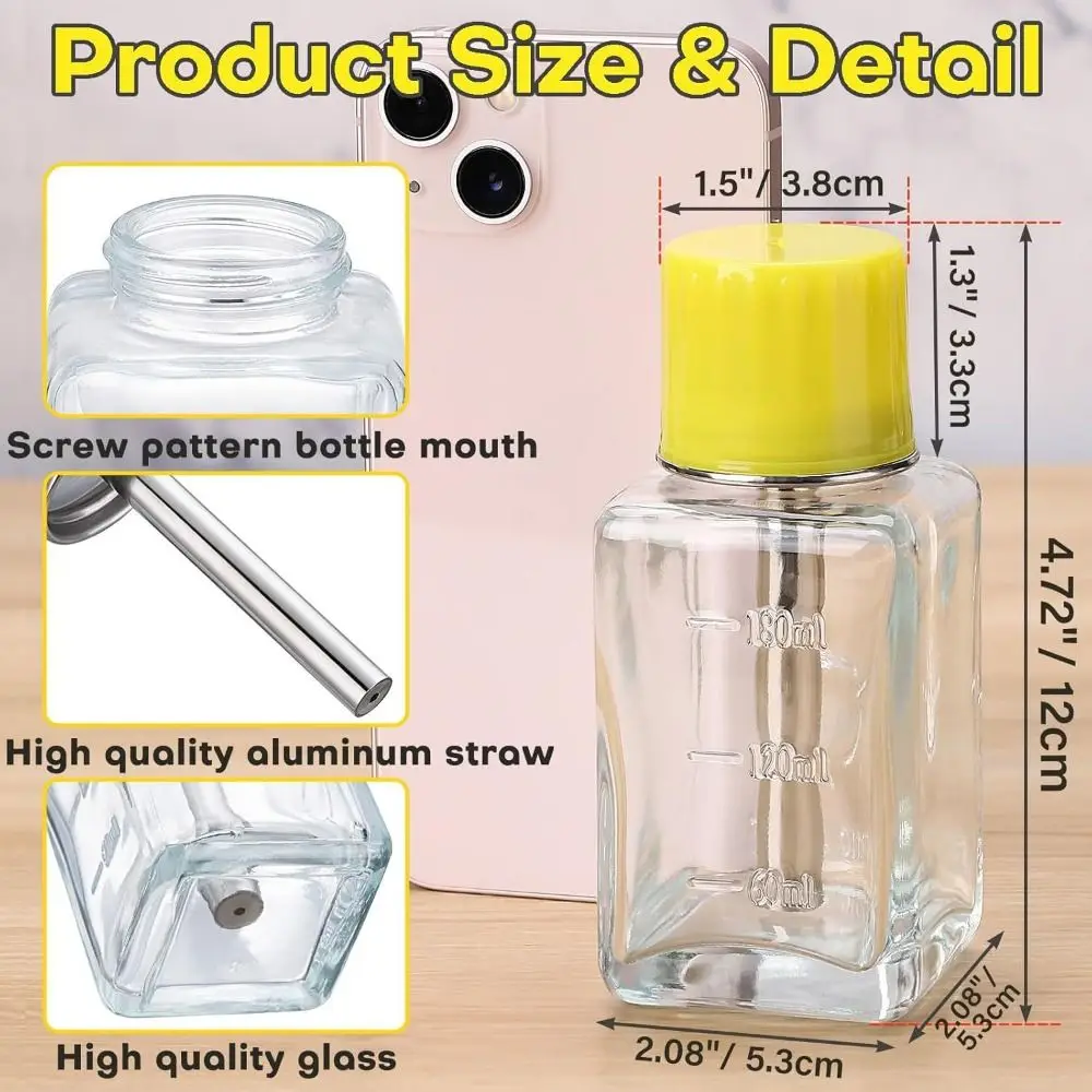 180ml Druckpumpenspender, Anti-Spritz-Netz, Nagellackentfernerflasche, Klarglas-Flüssigkeitspumpenspenderflasche – Detail 2