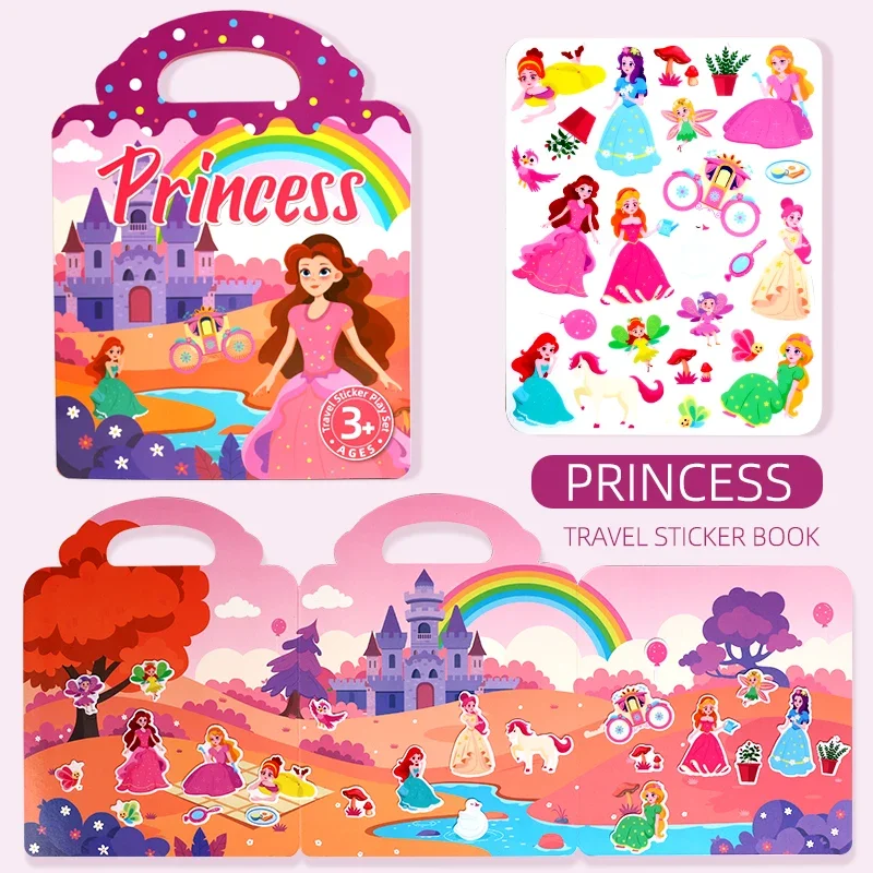 DIY herbruikbare stickerboeken voor kinderen, multi-scene bubbelstickers, jelly paste stickers, speelgoed, draagbaar, rustig, bezigheidsboek