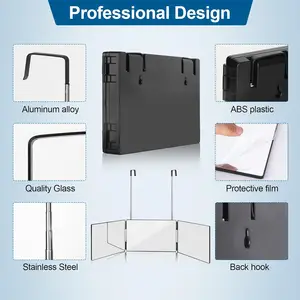 Schwarzer tragbarer Trifold -Spiegel mit einstellbarer Höhe Teleskophaken, 360 Trifold, ideal für das Selbstabschnitt, das wesentliche Make -up, das Falten 8 Hauptverkaufsspiegel Garm - №2