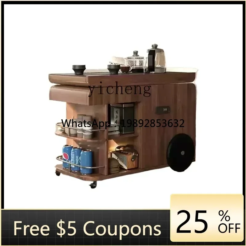 

BB Movable side rock slab living room sofa tea cabinet storage solid wood coffee table side cabinet