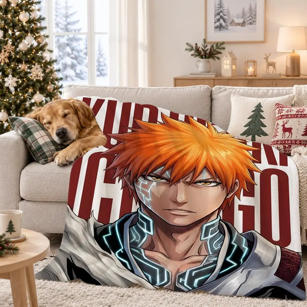 Ichigo Kurosaki Throw Pet Flannel Blanket Throw Blanket for Living Room Bedroom Bed Sofa Picnic Cover kids