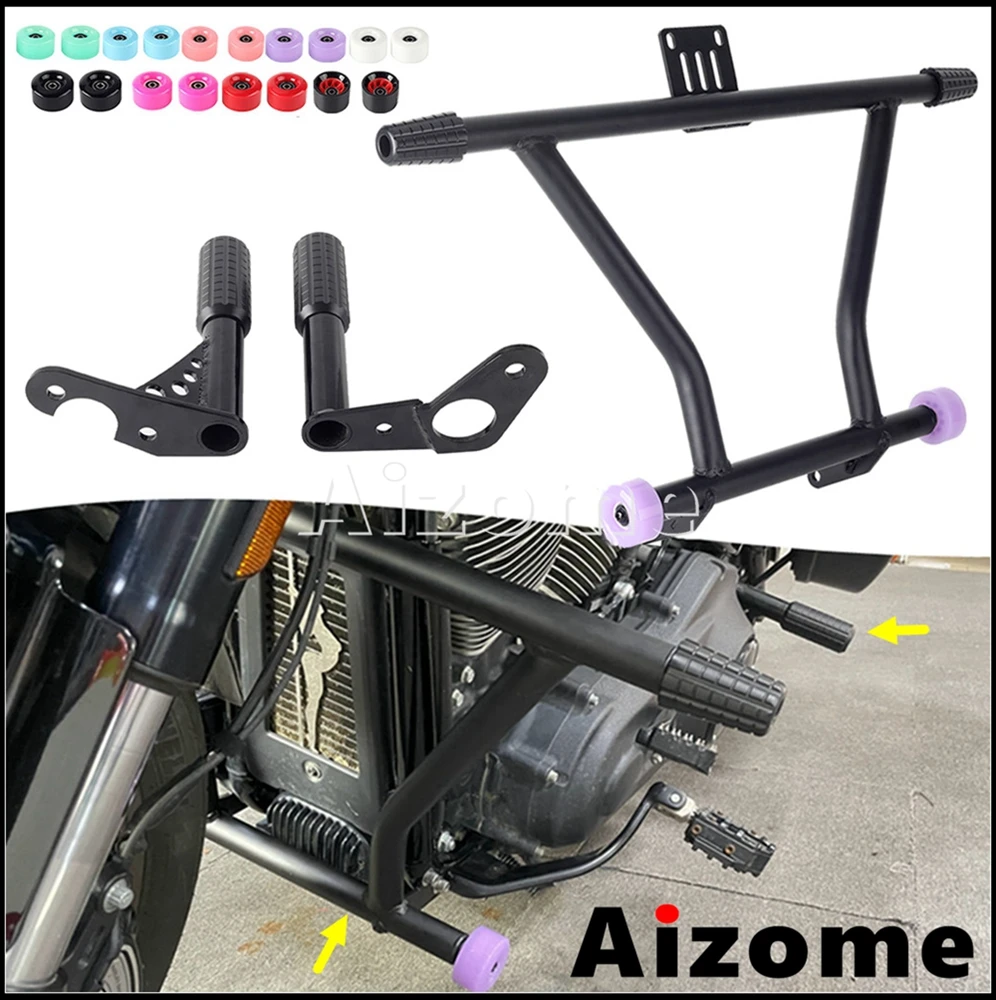 

Motorcycle Highway Crash Bar Passenger Foot Pegs Fall Bumper Protection For Harley Softail Low Rider ST 117 FXLRST 2022 2023