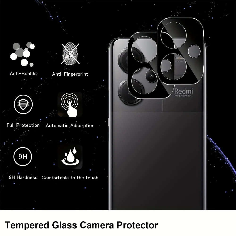 Protector de lente de cámara para Xiaomi Redmi Note 14 12 13 Pro 11 9 10 Pro 14C, película de cristal antiarañazos Redmi 13C 9C NFC 9T, 1-4 Uds.