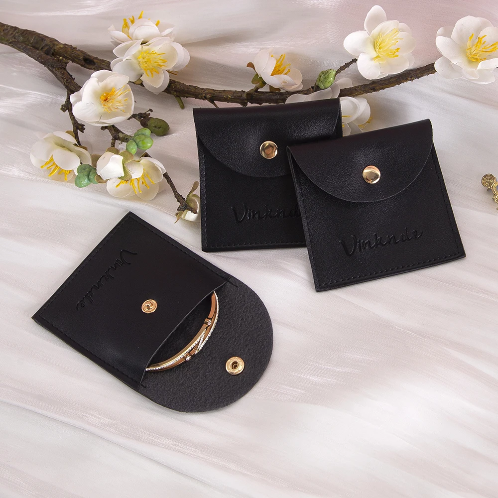 

Personalized PU Leather Jewellery Packaging Snap Button Bag Ring Earring Bracelet Necklace Storage Wedding Party Chic Gift Pouch