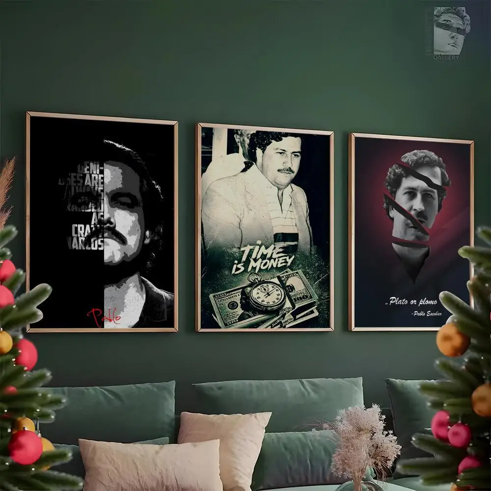 Pablo Escobar Character Legend Retro Vintage Poster HD PVC Waterproof Wall Art - Self Adhesive Reusable For Home Office Bar