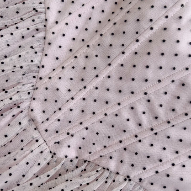 VIBE French Style Polka Dot Flocked Mesh Dress Backless Halter Neck Vacation Dress Puffy Tube Top Cake Dress 2025