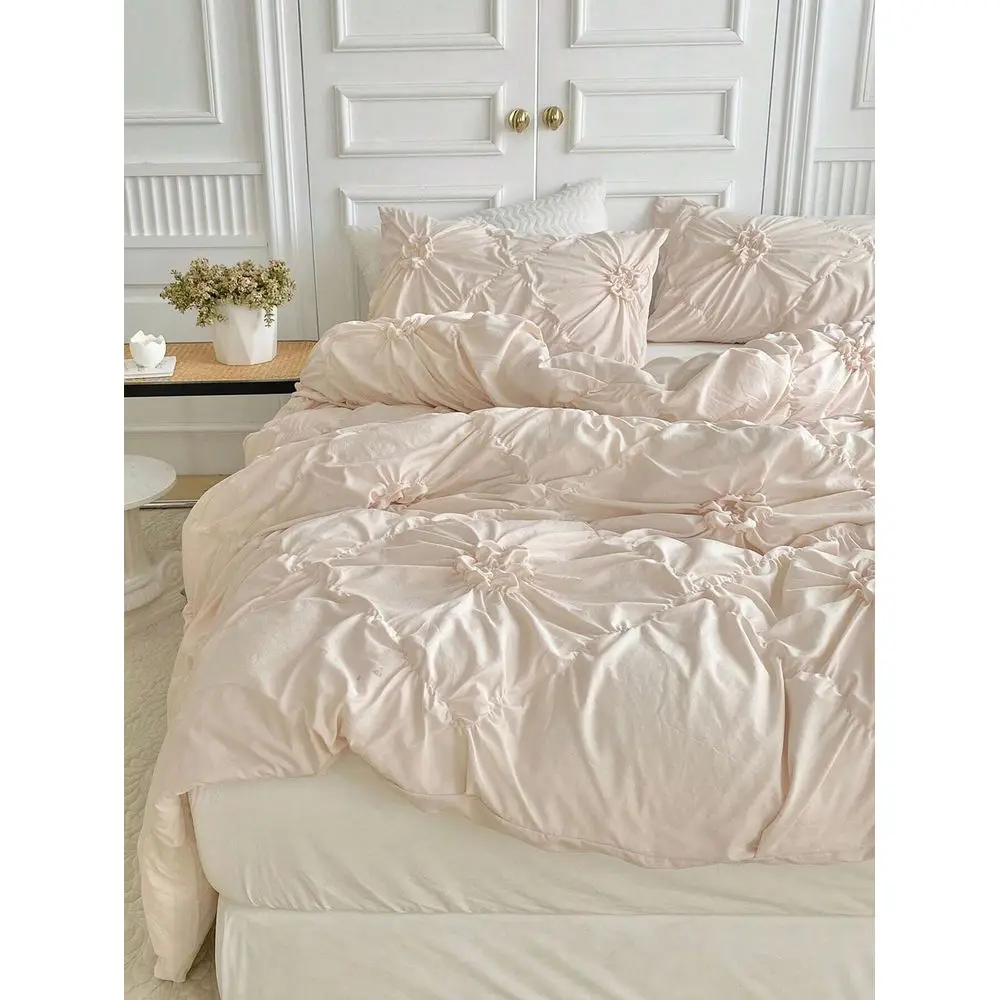 

Комплект постельного белья из шифона цвета хаки с цветочным узором и наволочками, простой и стильный комплект из полиэстера, подходит для всех.