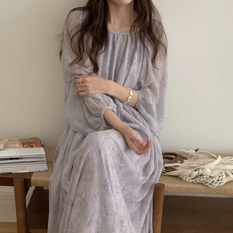 

Spring Summer Oversized Straight Women's Holiday Chiffon Dresses Backless Full Sleeve Maxi Vestidos Female 2025