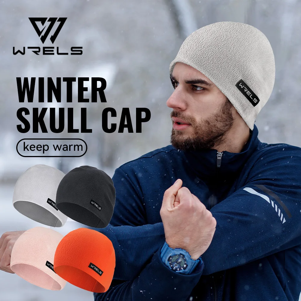 WRELS Warm Windproof Beanie Outdoor Work Running Hiking Ski Helmet Liner Running Motorcycle Hat Thermal Fleece Running Headband