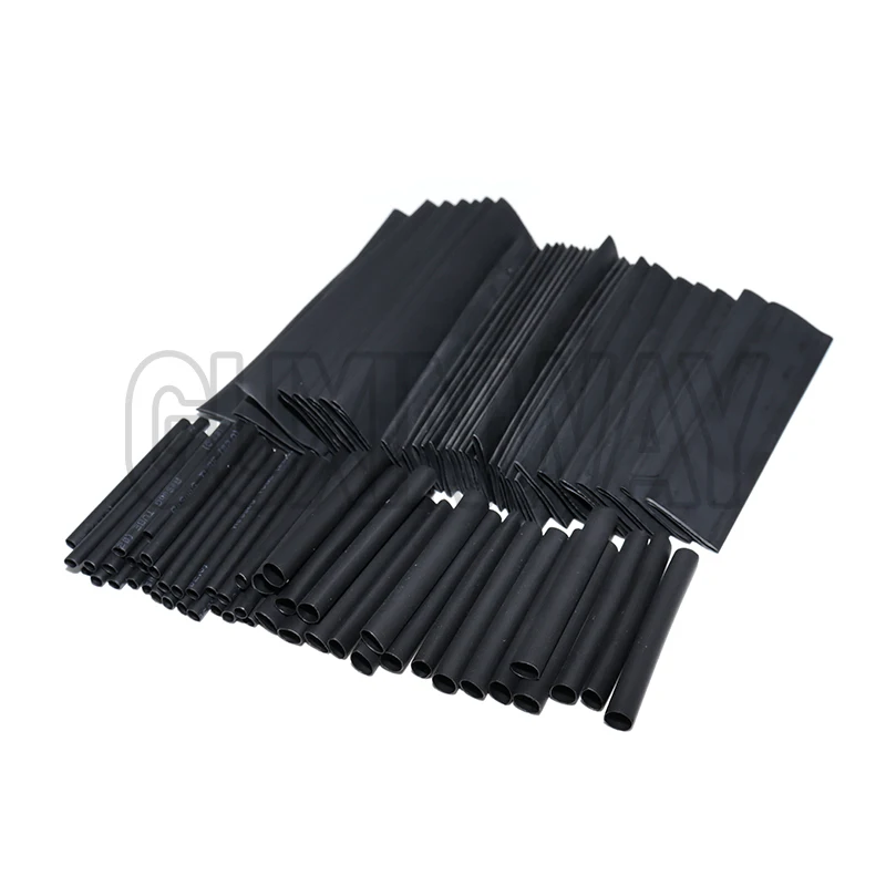 127pcs Thermoresistant tube Shrink wrapping 2:1 Black heat shrink Sleeving set Wire Cable Polyolefin Wrap Tubing