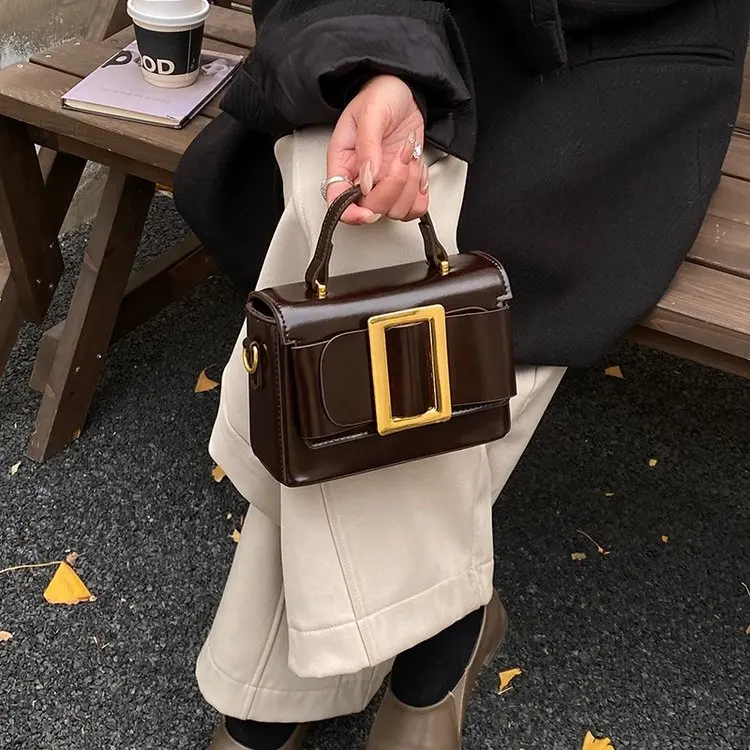 

Женская высококачественная маленькая квадратная сумка - модная винтажная универсальная сумка через плечо с верхней ручкой для пригородных поездок