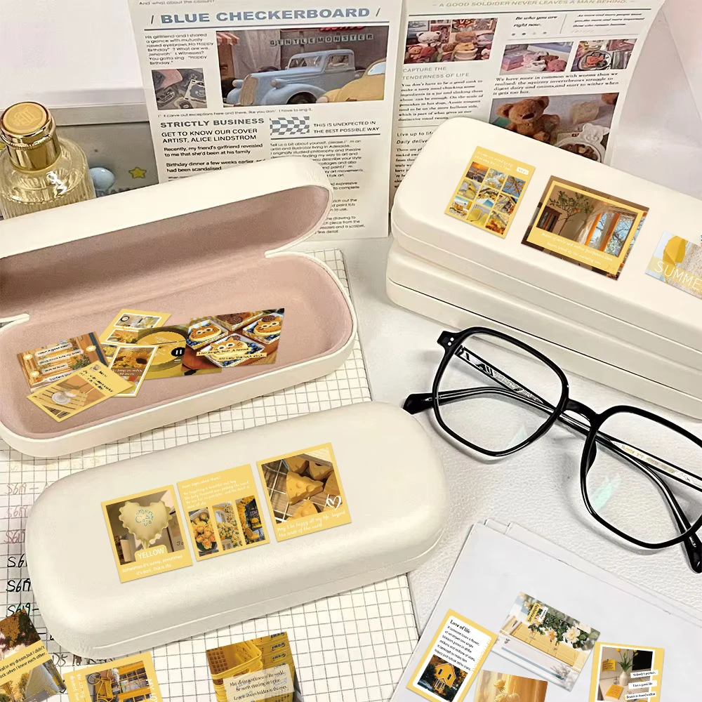 30 Stück warmes gelbes Aufkleberpaket, kleine Glückskunst, personalisierte Geschenkdekoration, Sammelalbum, Handyhülle, Aufkleberpaket für den täglichen Gebrauch