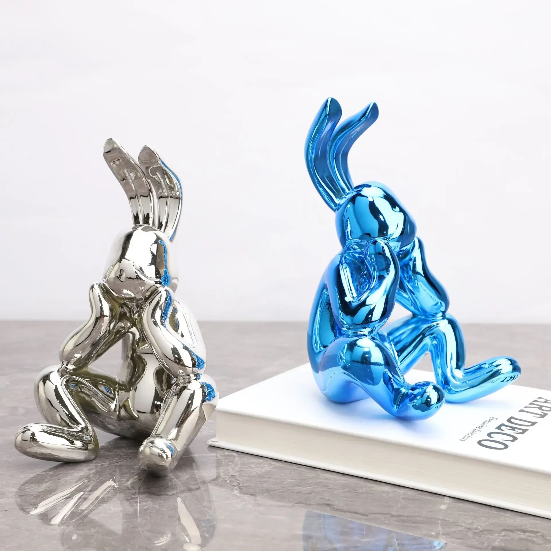 

Modern Minimalist Light Luxury Rabbit Electroplating Daze Resin Home Decoration Creative Soft Decor Small Ornament Gift