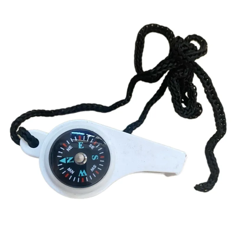 صفارة إنقاذ برية ثلاثة في واحد، بوصلة طوارئ محمولة متعددة الوظائف مع عدسة مكبرة ومقياس حرارة #3