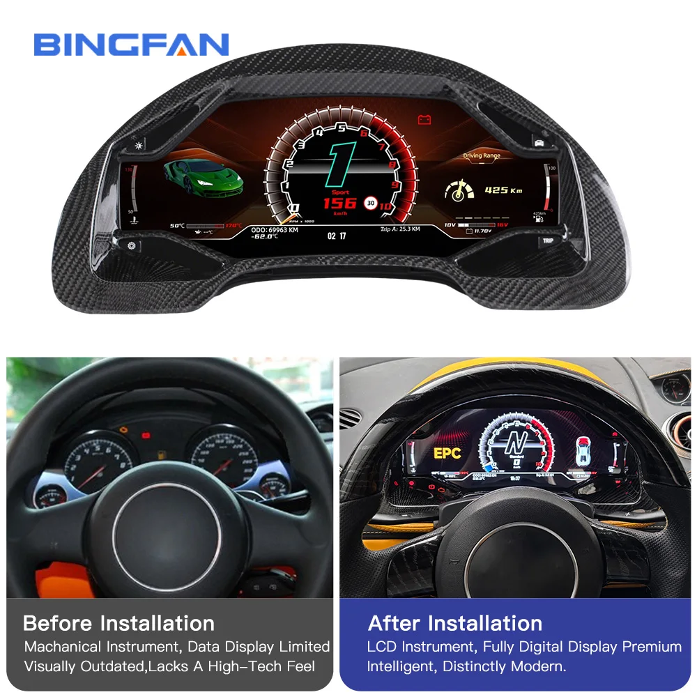 Car Digital Cluster for Lamborghini Gallardo 2004-2014 LCD Instrument Panel Dashboard Odometer Auto Speedometer Virtual Cockpit